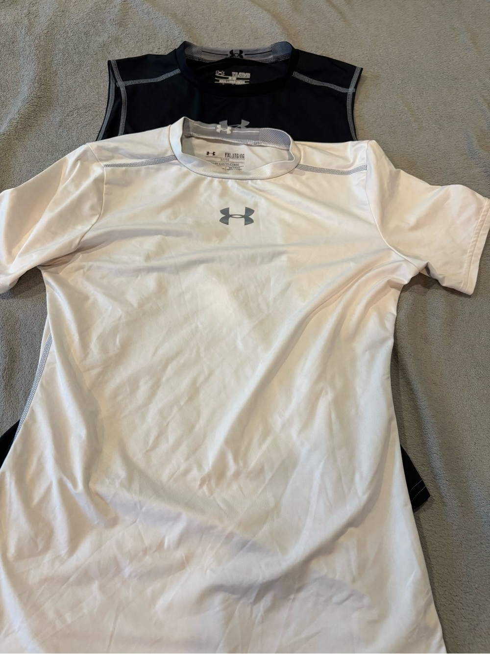 2 Under Armour Men's White and Black Tech Short Sleeve T-Shirt
